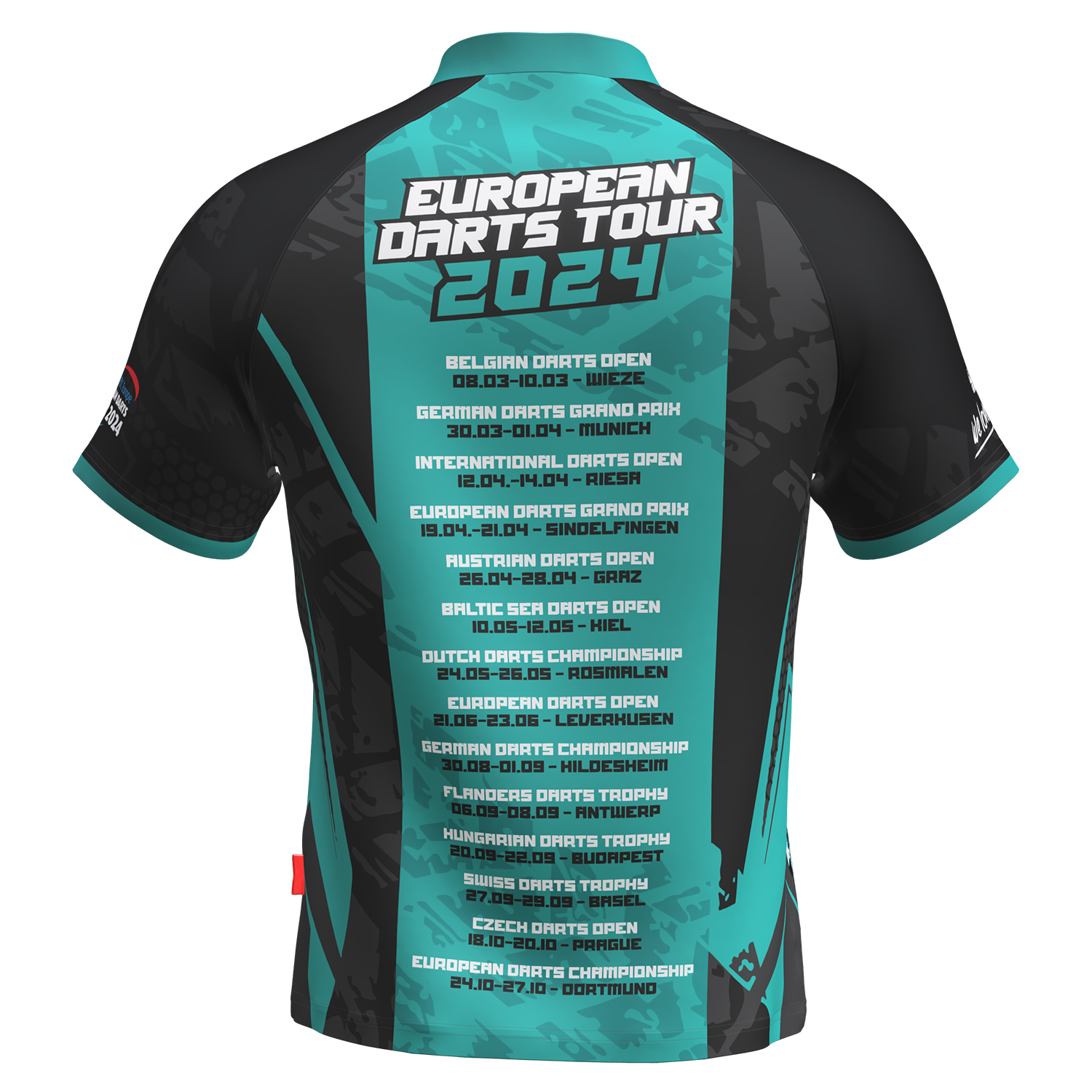 PDC - Tourshirt Herren - Schwarz-Mint  - 2024 PDC - Tourshirt Herren - Schwarz-Mint  - 2024