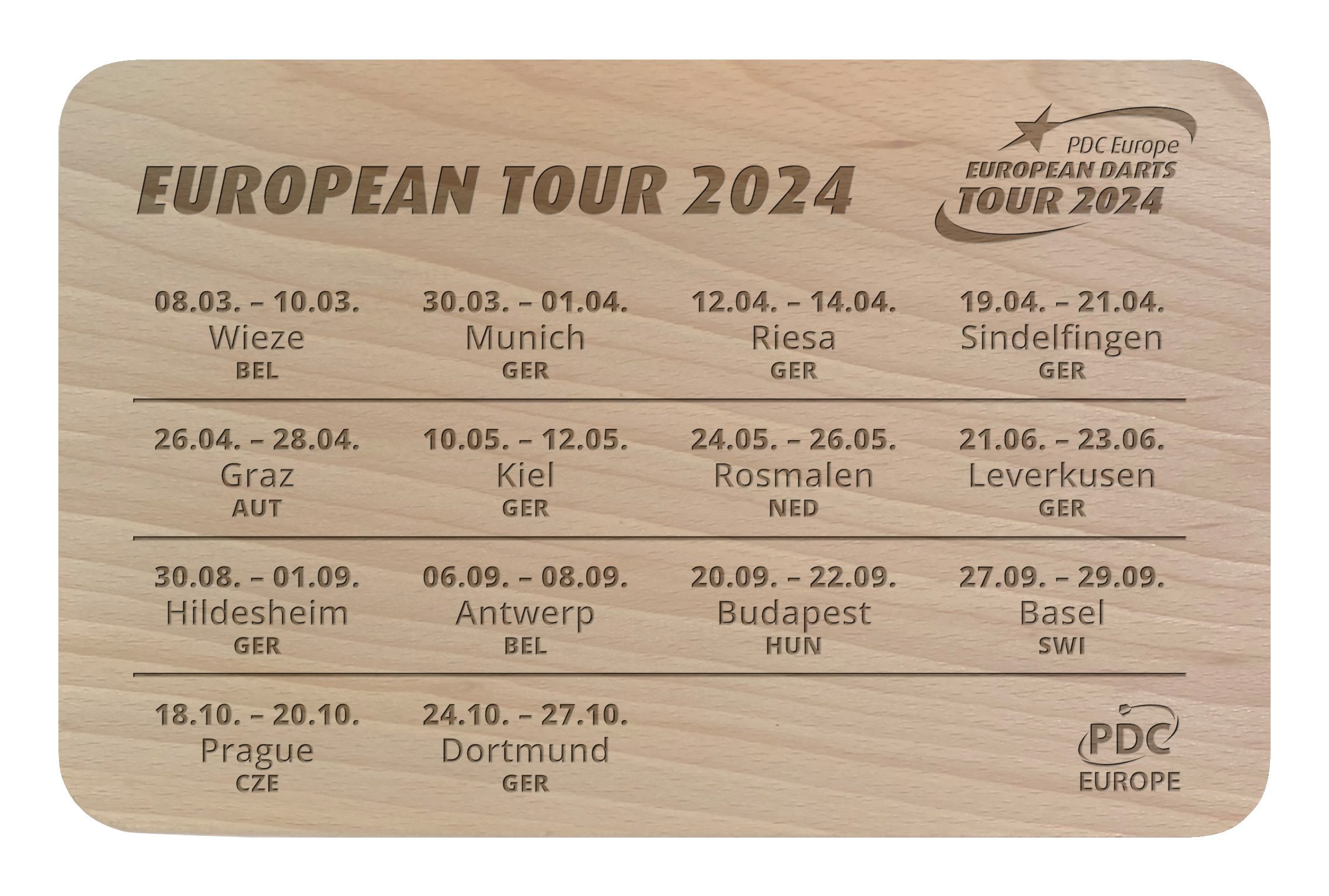 Holz Schneidebrett European Tour 2024