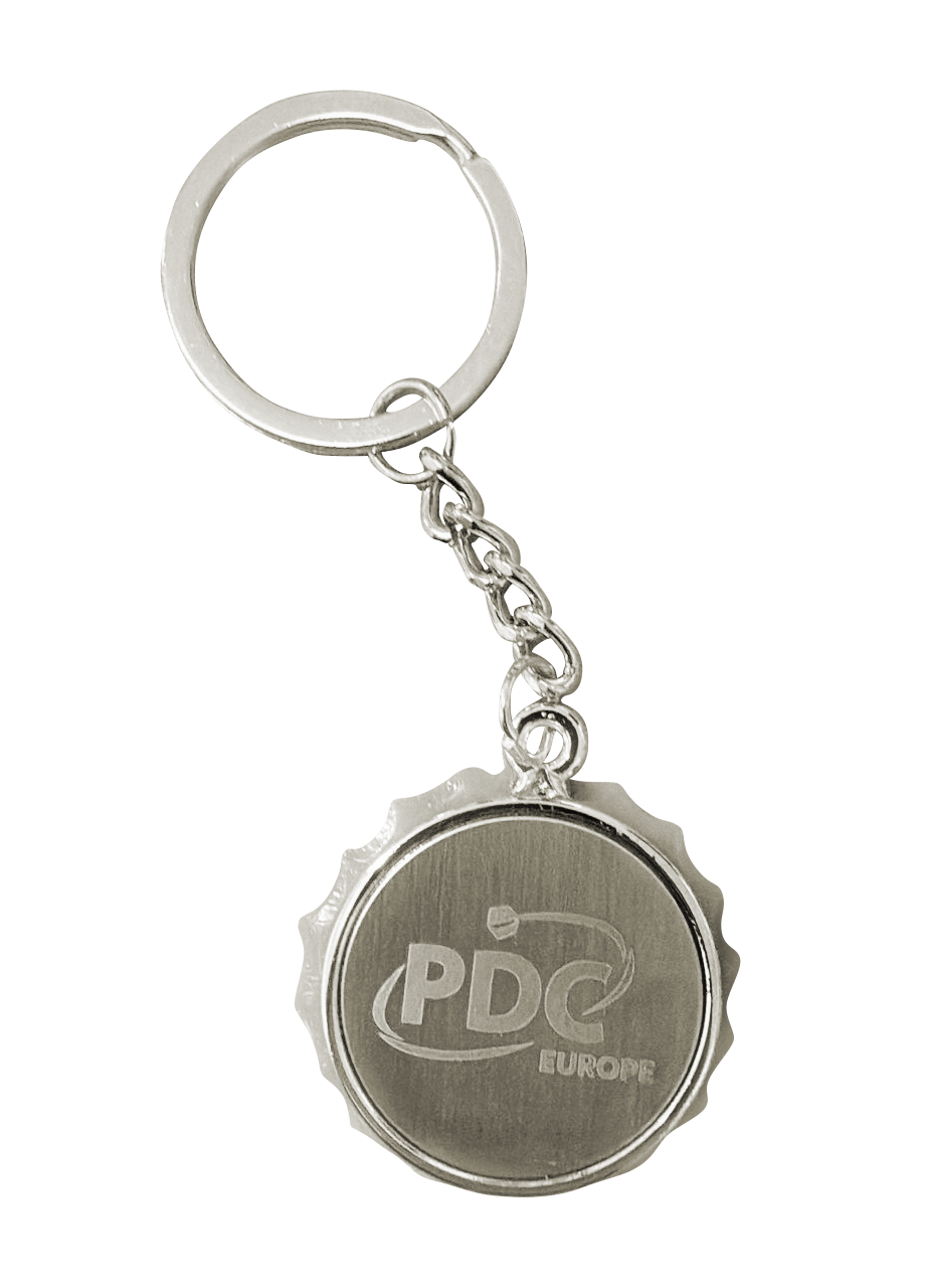 Keyring dartboard with shopping cart chip