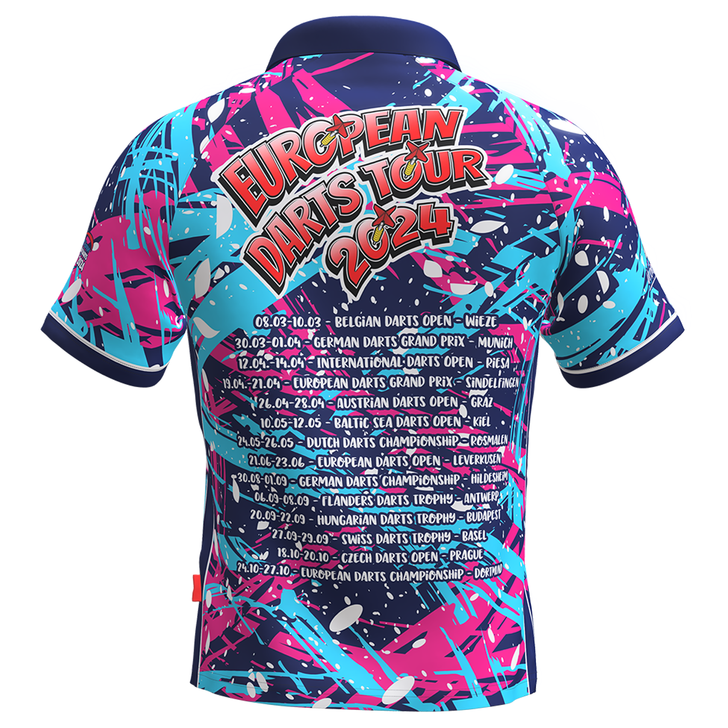 PDC - Tourshirt Herren - Blau-Pink  - 2024 PDC - Tourshirt Herren - Blau-Pink  - 2024