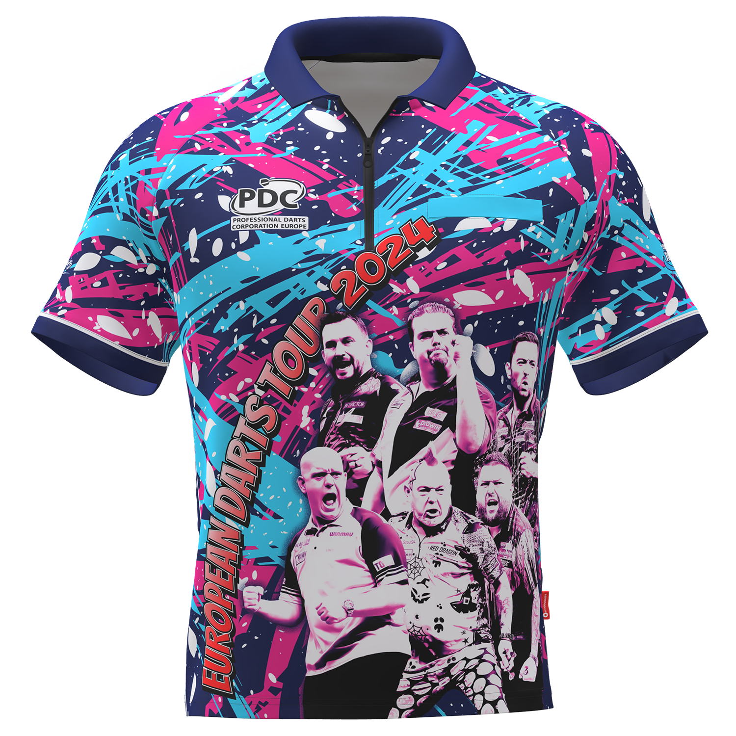 PDC - Tourshirt Herren - Blau-Pink  - 2024 PDC - Tourshirt Herren - Blau-Pink  - 2024