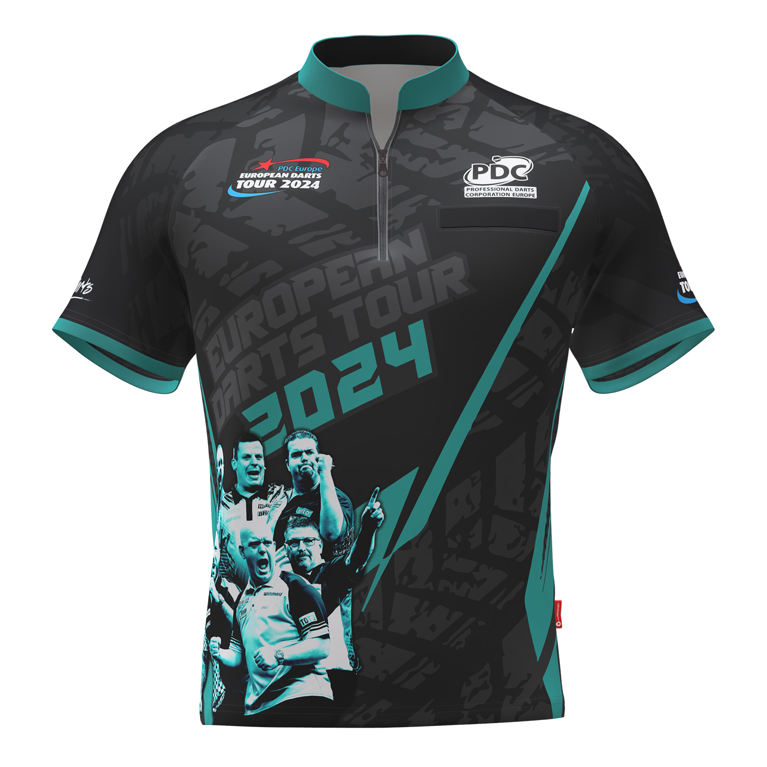 PDC - Tourshirt Herren - Schwarz-Mint  - 2024 PDC - Tourshirt Herren - Schwarz-Mint  - 2024