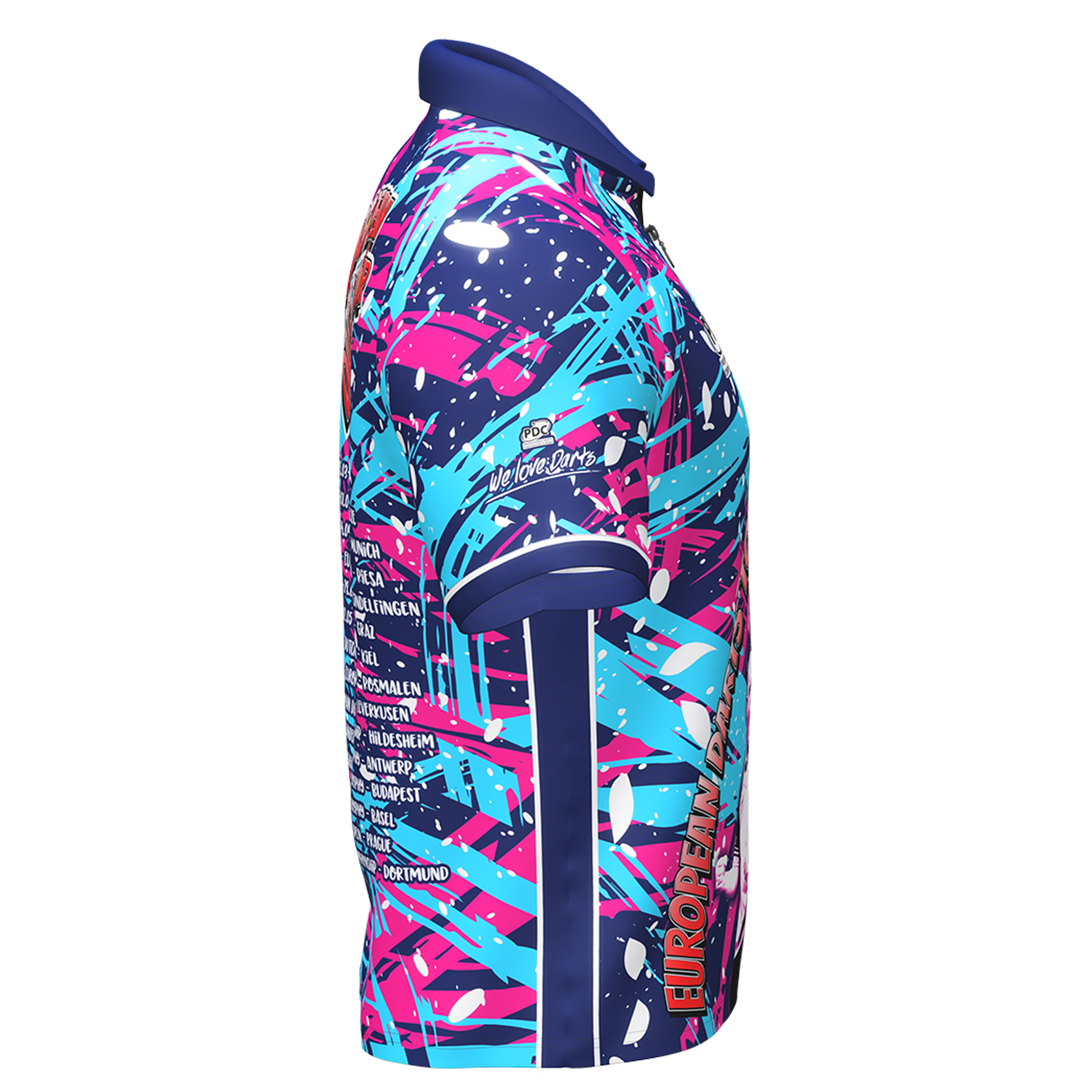 PDC - Tourshirt Herren - Blau-Pink  - 2024 PDC - Tourshirt Herren - Blau-Pink  - 2024